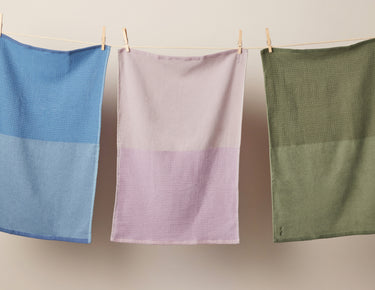 blue salt, lavender, sage double dish towels