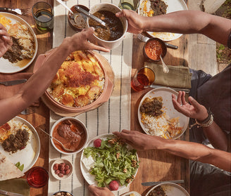 sharing food around the table
