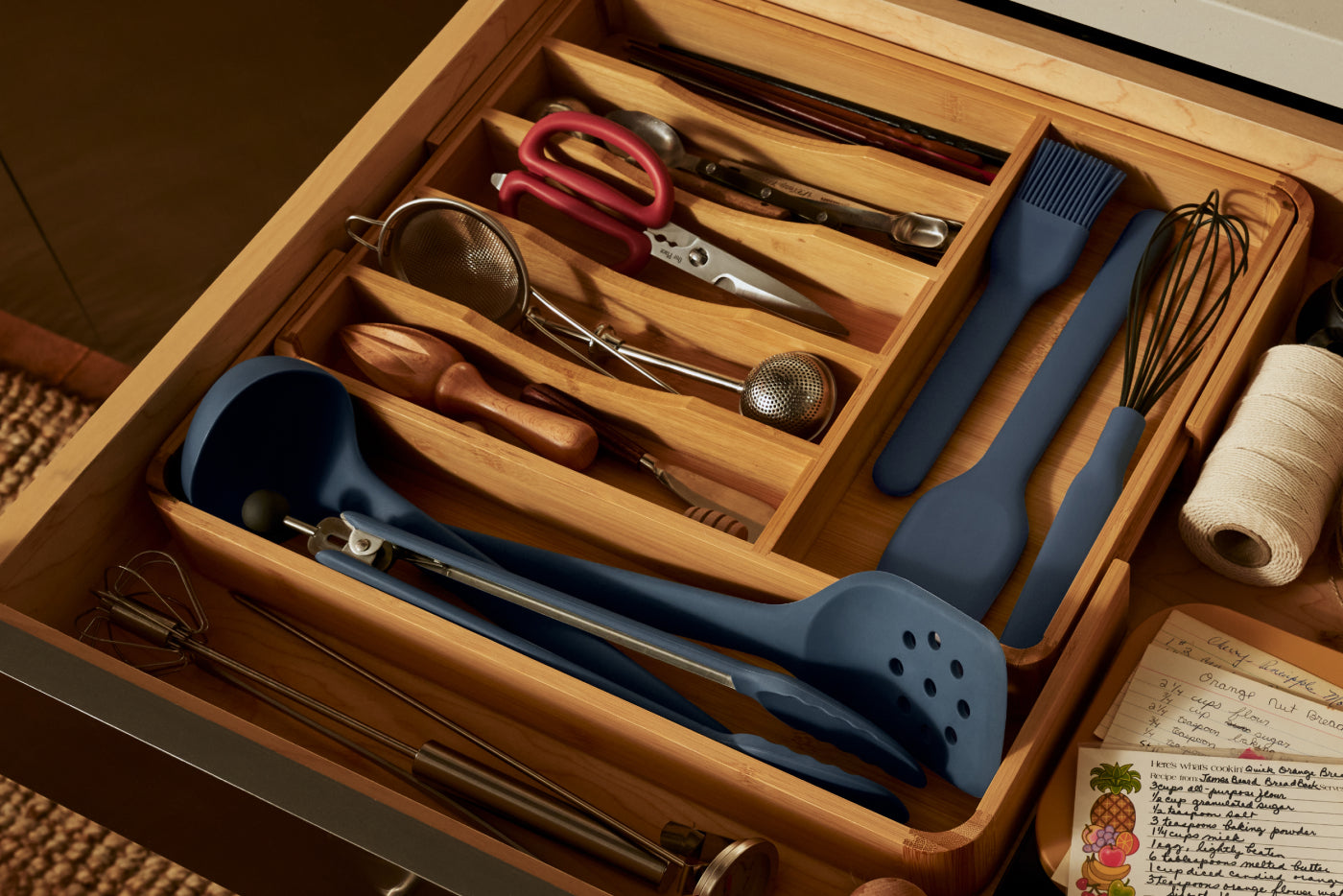 Various cooking utensils in a drawer