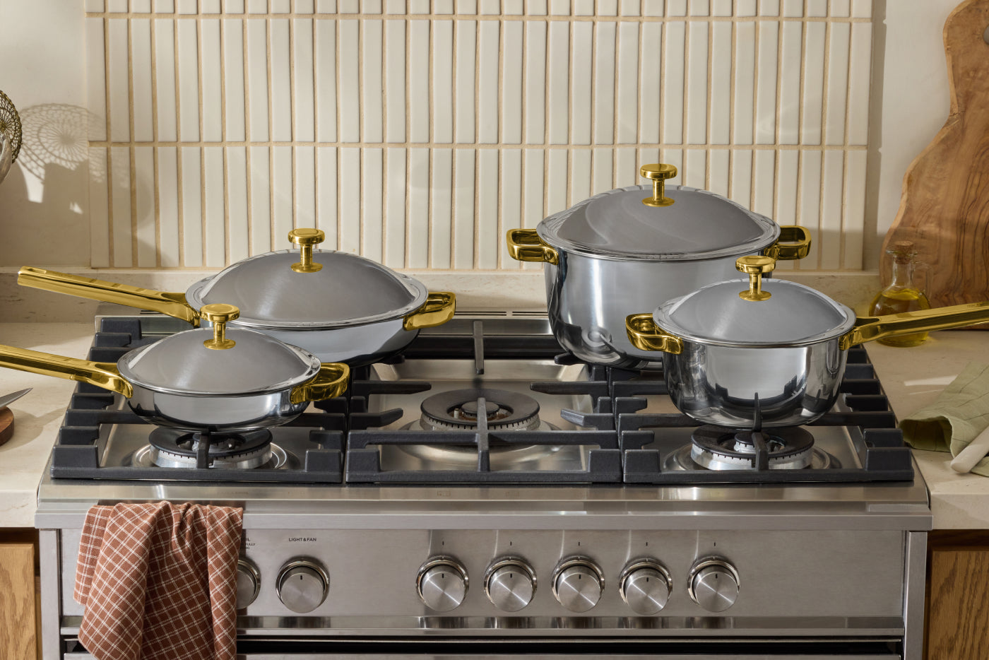 The Titanium Pro collection on a stovetop