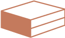 A simple, brown, three-dimensional rectangular box with two horizontal lines dividing the front face into three sections.
