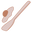 Simple illustration of a fried egg and a spatula, both outlined in brown on a light background.