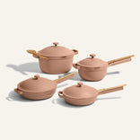 pink large cookware set - large always pan, perfect pot, mini perfect pot and ini always pan