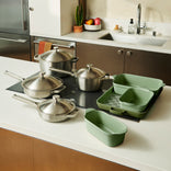 Titanium Pro Cookware + Bakeware Set-Brushed/Blue Salt-hover