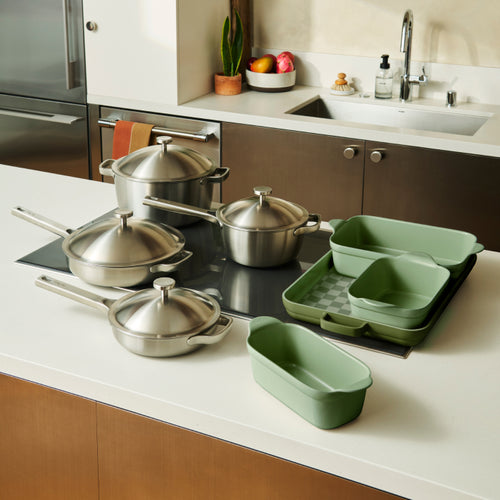 Titanium Pro Cookware + Bakeware Set-Brushed/Steam-hover