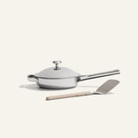 chrome titanium mini always pan pro non toxic frying pan with stainless steel spatula