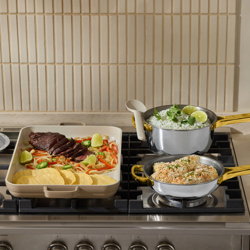 Titanium Pro Cookware + Bakeware Set-Chrome/Steam-hover